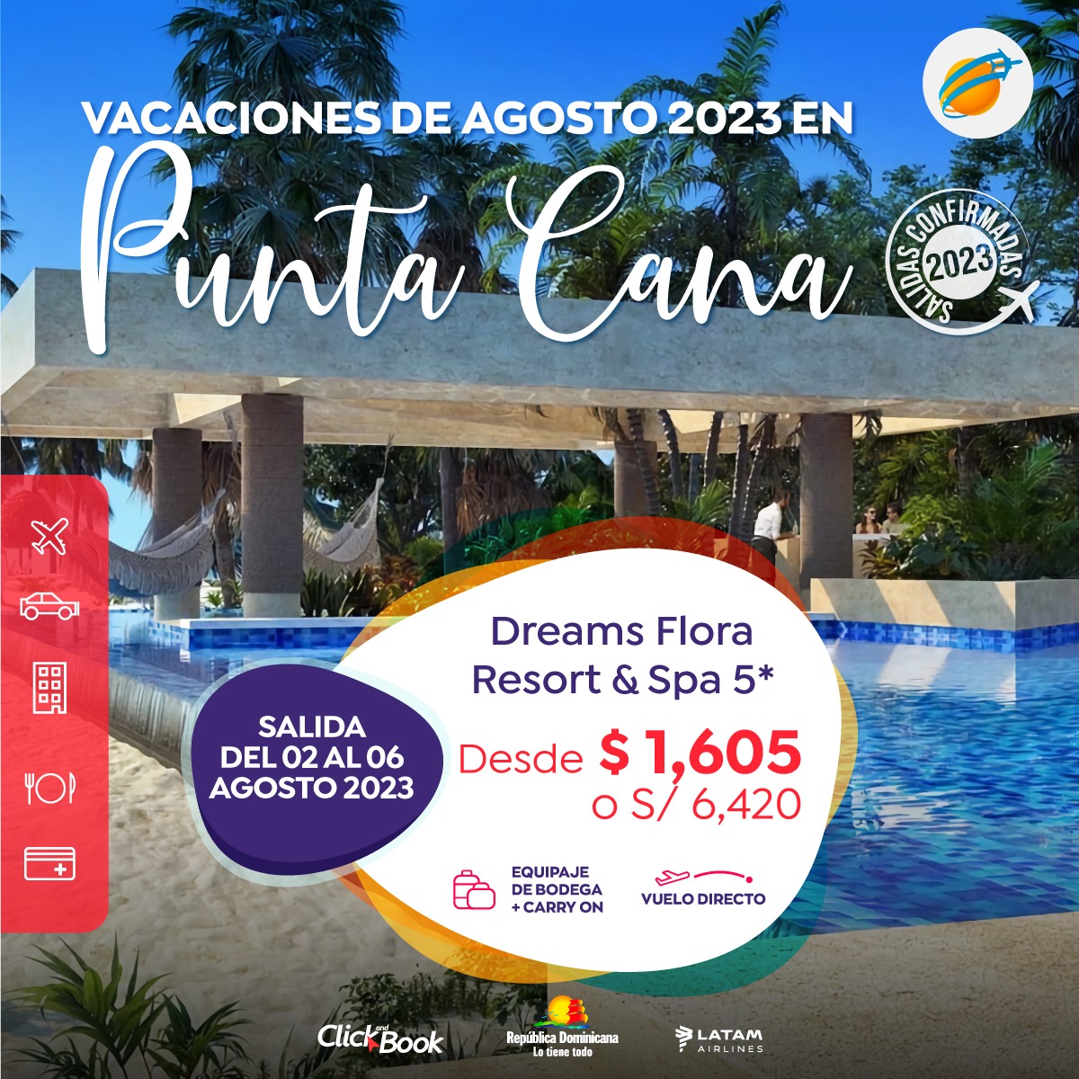 Salidas confirmadas a Punta Cana del 02 al 06 de agosto 2023